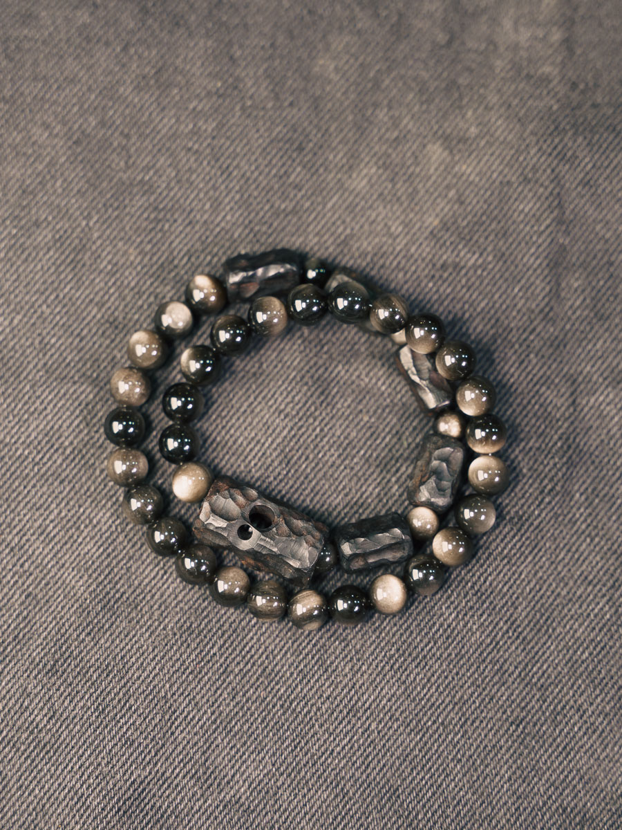 Handmade Silver Obsidian Design Bracelet for Men & Women - Vintage Style Versatile Sandalwood Couple Accessories Handmade Silver Obsidian Design Bracelet for Men & Women - Vintage Style Versatile Sandalwood Couple Accessories