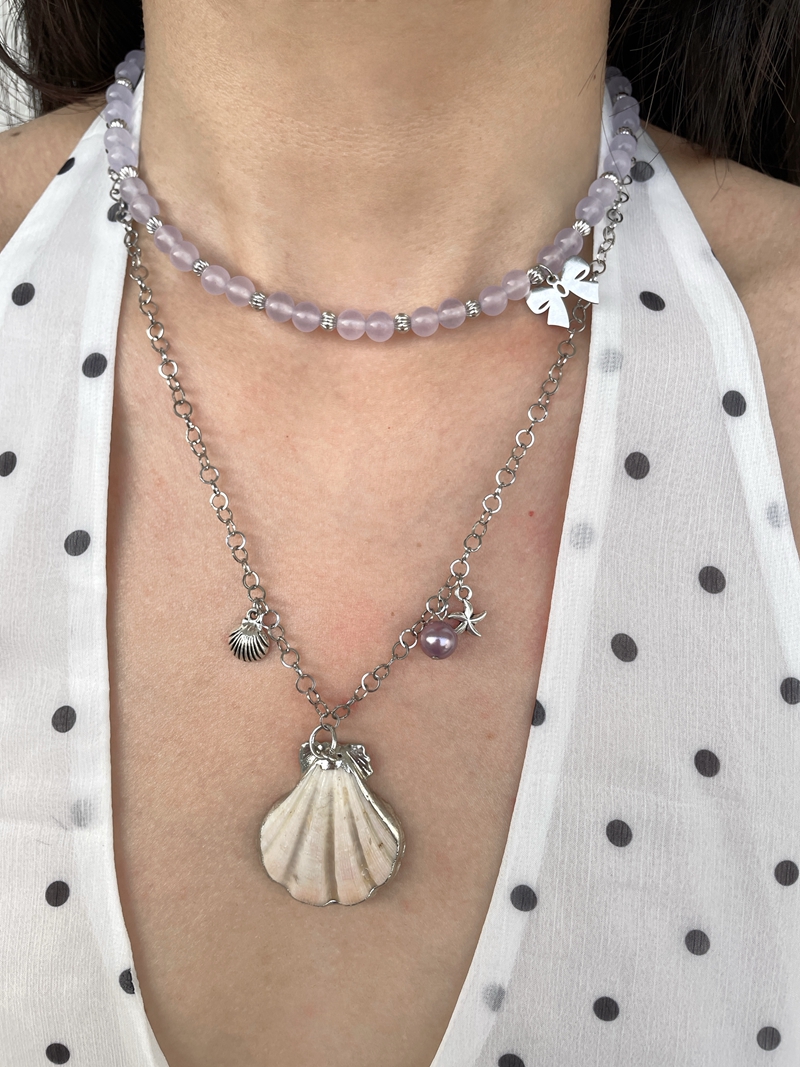 Handmade Vacation Style Multi-Layer Shell and Crystal Bead Clavicle Chain - Versatile High-End Stacking Jewelry