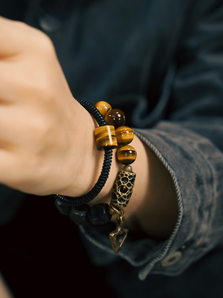 Handmade Vintage Ebony Tiger's Eye Stone Bracelet for Men and Women, Stylish Versatile Accessory, Unique Fashion Jewelry Handmade Vintage Ebony Tiger's Eye Stone Bracelet for Men and Women, Stylish Versatile Accessory, Unique Fashion Jewelry