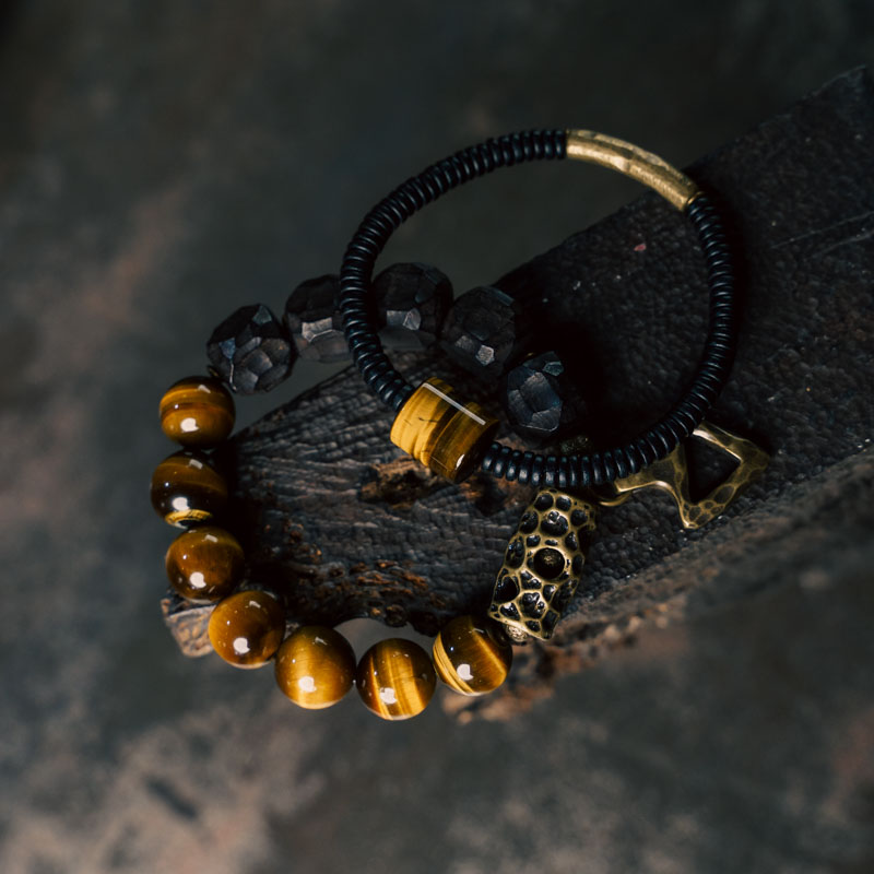 Handmade Vintage Ebony Tiger's Eye Stone Bracelet for Men and Women, Stylish Versatile Accessory, Unique Fashion Jewelry