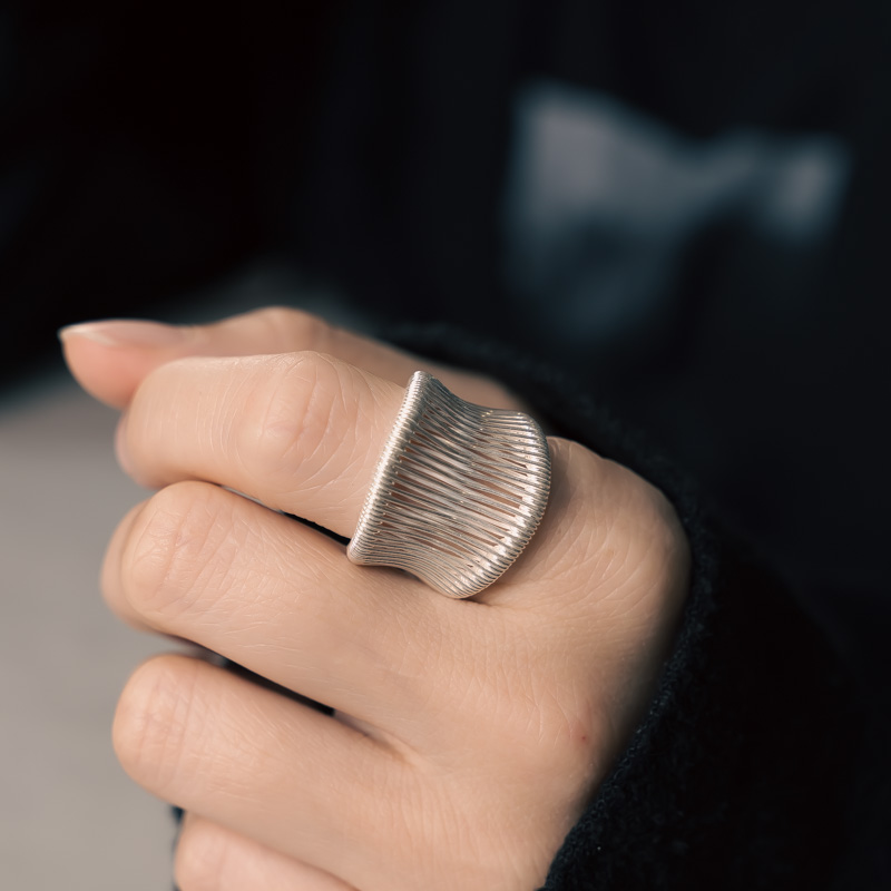 Handmade Vintage Open Ring for Men and Women, Versatile 925 Silver Simple Style Fashion Jewelry