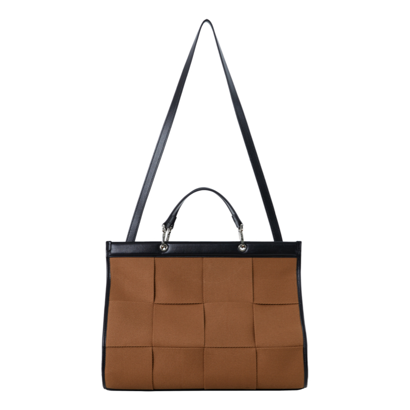 Handwoven Big Waffle Leather Handheld Shoulder Tote Bag - Stylish Large Tote for Everyday Use