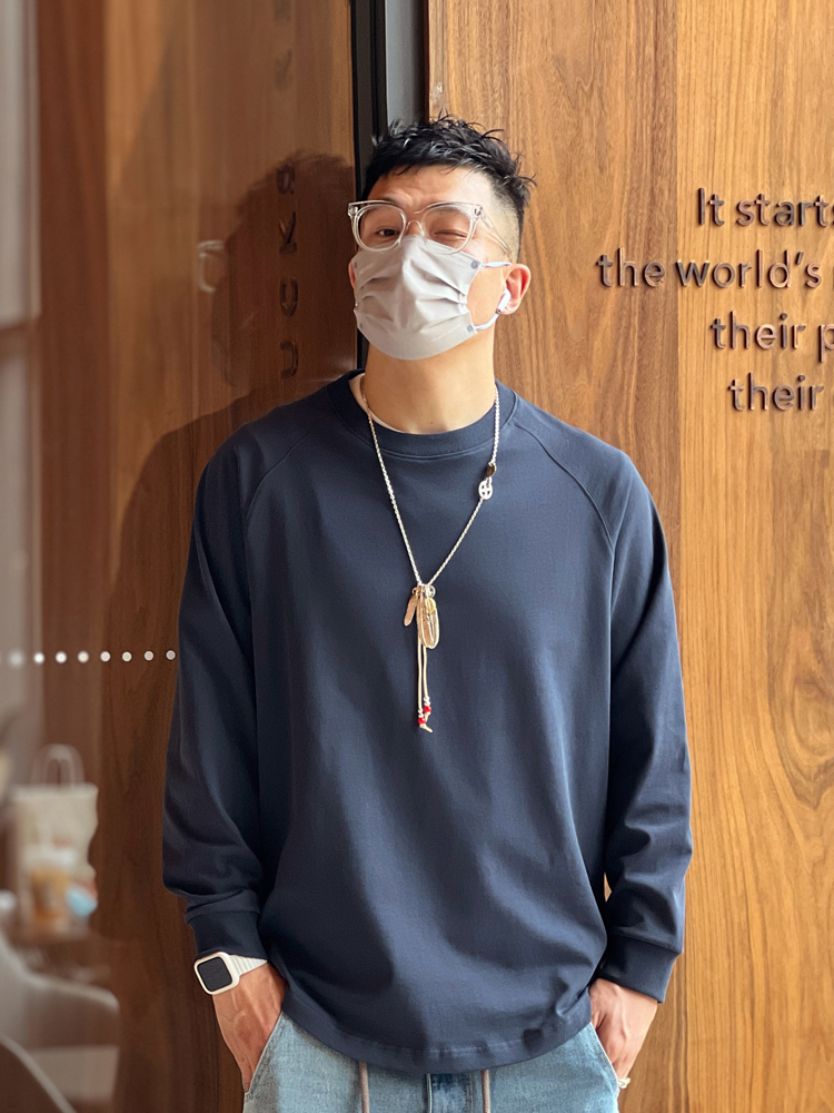 Heavyweight Japanese-Style Long Sleeve T-Shirt for Men - Casual Solid Color Raglan Top for Autumn and Winter Fashion Heavyweight Japanese-Style Long Sleeve T-Shirt for Men - Casual Solid Color Raglan Top for Autumn and Winter Fashion