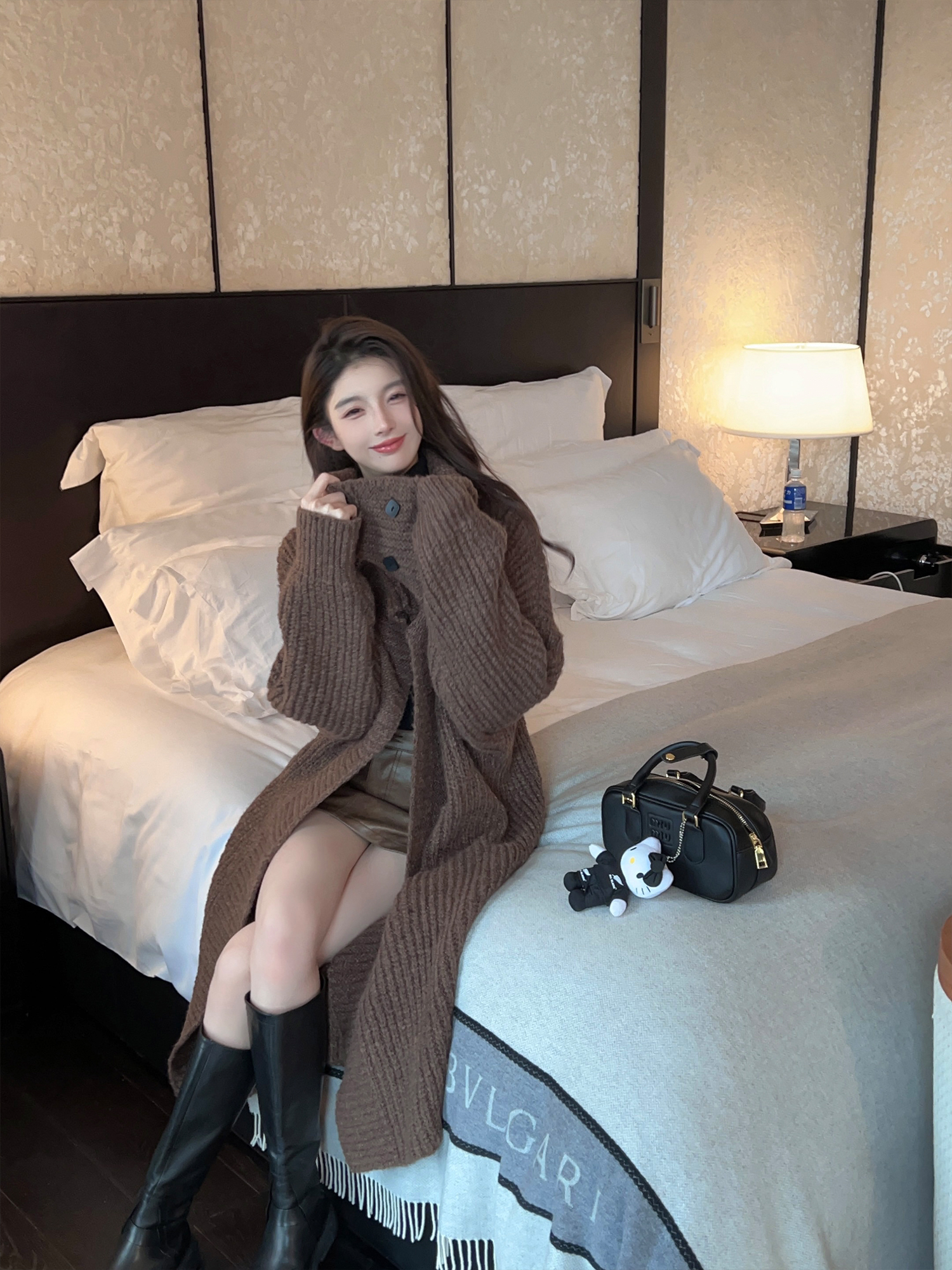 High-End Brown PU Leather A-Line Mini Skirt - Vintage High-Waisted Workwear Style High-End Brown PU Leather A-Line Mini Skirt - Vintage High-Waisted Workwear Style