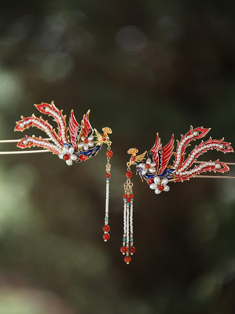 High-End Chinese-Style Phoenix Hairpin for Hanfu and Qipao Updos - Elegant Wedding Hair Accessories for Women