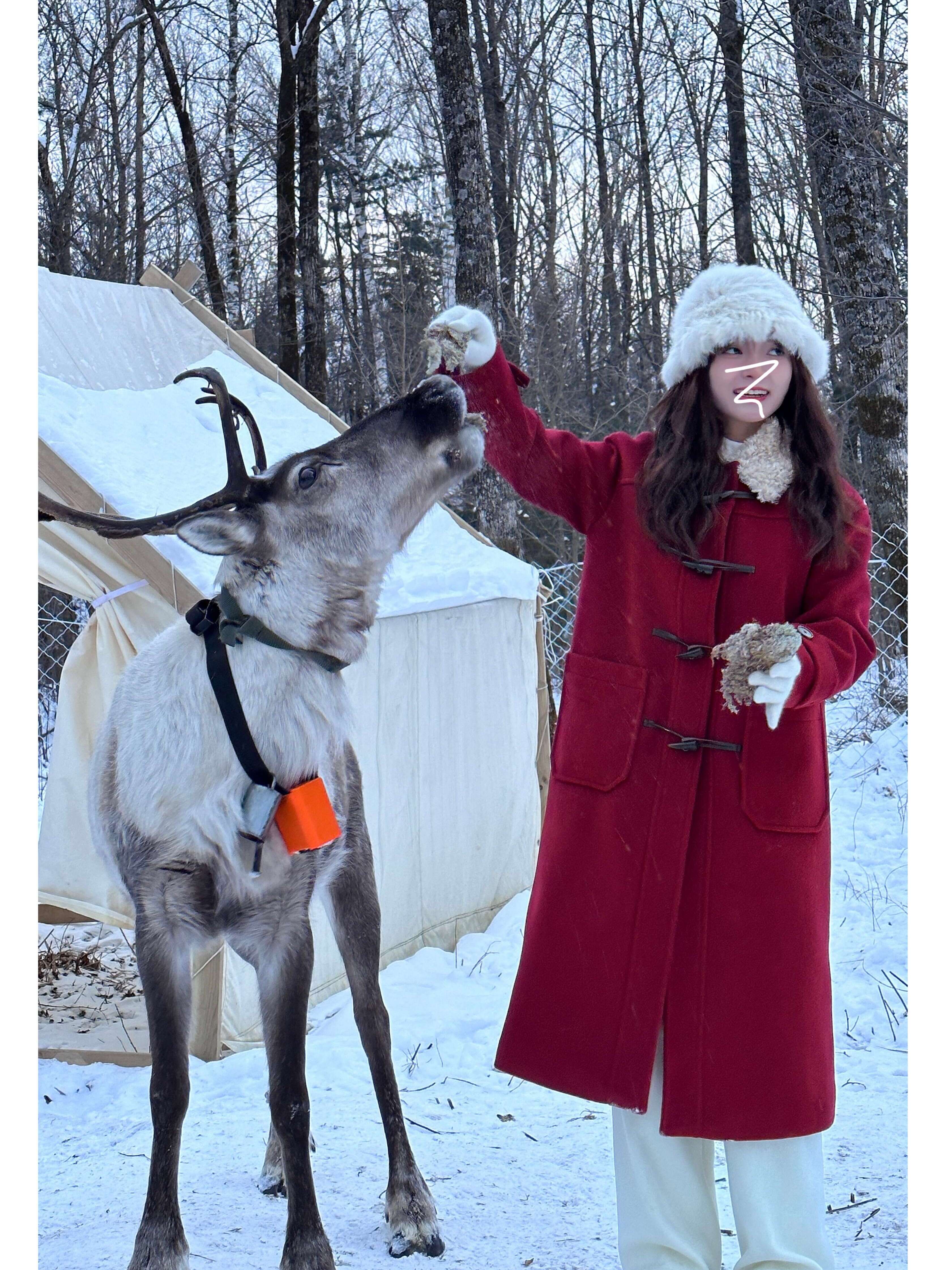 High-End Chinese Style Thick Red Woolen Coat for Women - Slimming Winter Outfit for Christmas Celebrations High-End Chinese Style Thick Red Woolen Coat for Women - Slimming Winter Outfit for Christmas Celebrations