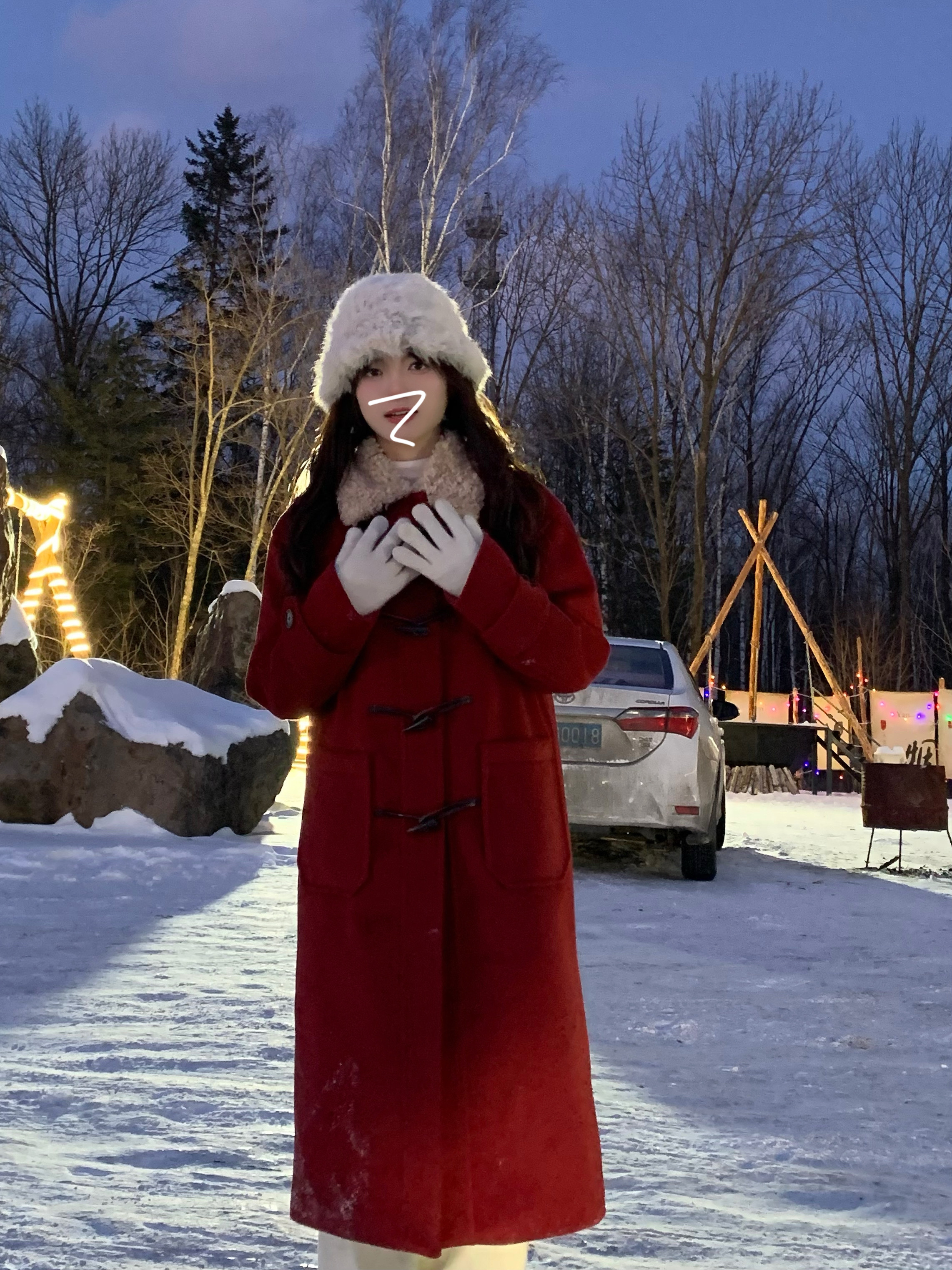 High-End Chinese Style Thick Red Woolen Coat for Women - Slimming Winter Outfit for Christmas Celebrations High-End Chinese Style Thick Red Woolen Coat for Women - Slimming Winter Outfit for Christmas Celebrations