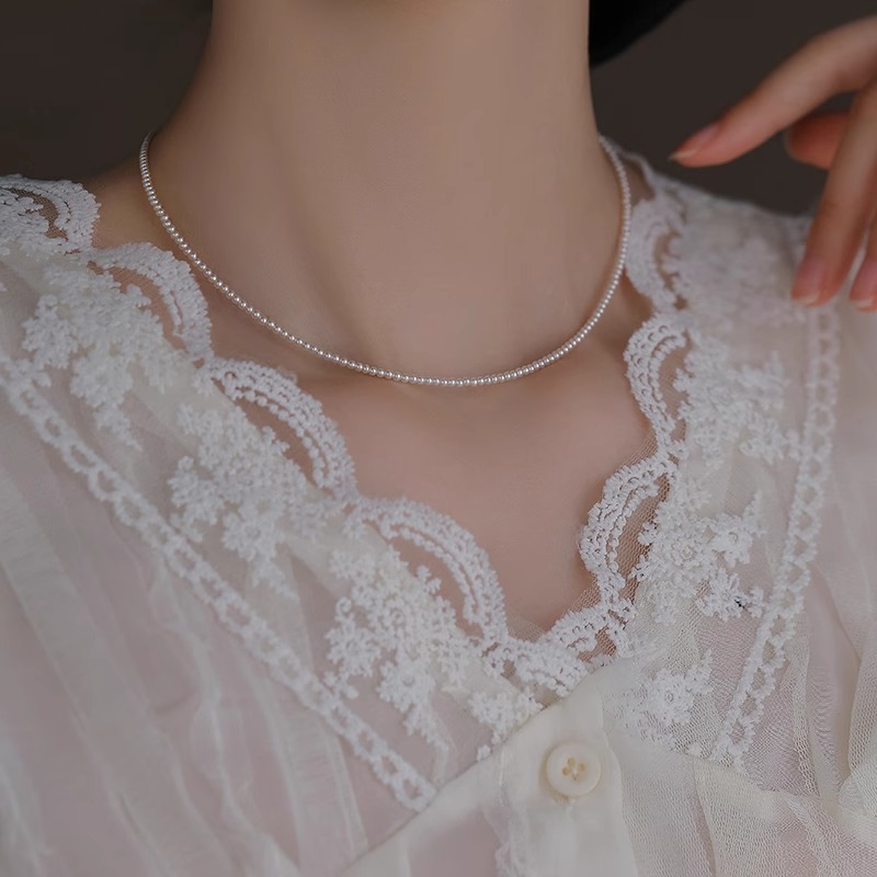High-End Cream White Pearl Necklace - Elegant Clavicle Chain, Luxury Fashion Accessory, Designer-Inspired Jewelry