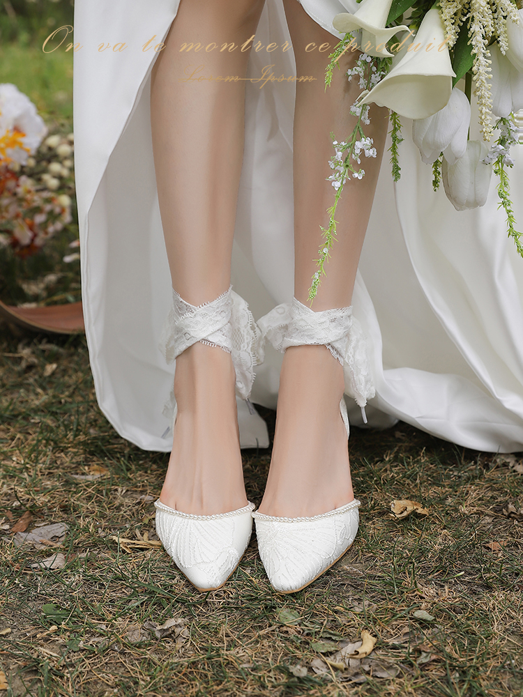 High-End French Style Lace Wedding Shoes for Brides - Comfortable White High Heels for Everyday Wear High-End French Style Lace Wedding Shoes for Brides - Comfortable White High Heels for Everyday Wear