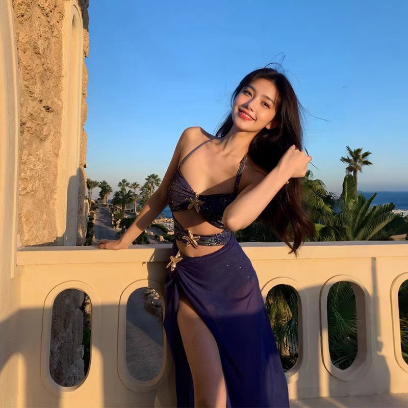 High-End Hollow Two-Piece Bikini Swimsuit Set for Beach, Vacation, and Hot Spring - Sexy Summer Swimwear