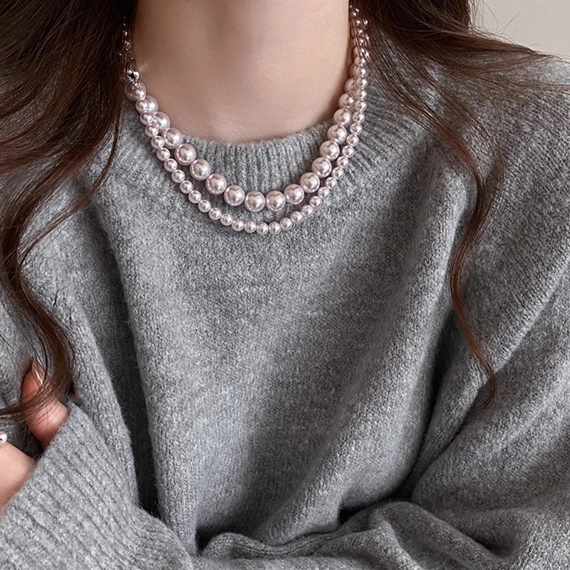 High-End Light Luxury Shijia Pearl Necklace for Women, Designer Clavicle Chain, Elegant Fashion Accessory High-End Light Luxury Shijia Pearl Necklace for Women, Designer Clavicle Chain, Elegant Fashion Accessory
