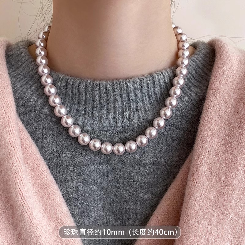 High-End Light Luxury Shijia Pearl Necklace for Women, Designer Clavicle Chain, Elegant Fashion Accessory High-End Light Luxury Shijia Pearl Necklace for Women, Designer Clavicle Chain, Elegant Fashion Accessory