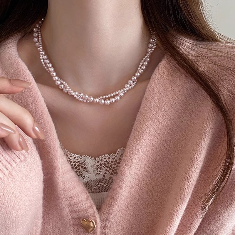 High-End Light Luxury Shijia Pearl Necklace for Women, Designer Clavicle Chain, Elegant Fashion Accessory High-End Light Luxury Shijia Pearl Necklace for Women, Designer Clavicle Chain, Elegant Fashion Accessory