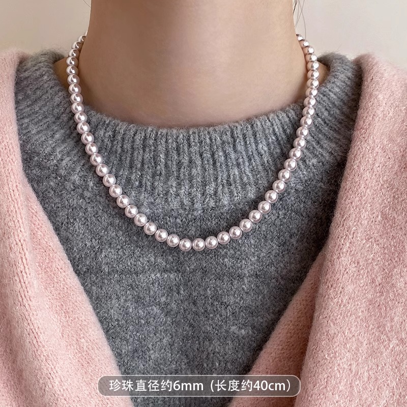 High-End Light Luxury Shijia Pearl Necklace for Women, Designer Clavicle Chain, Elegant Fashion Accessory High-End Light Luxury Shijia Pearl Necklace for Women, Designer Clavicle Chain, Elegant Fashion Accessory