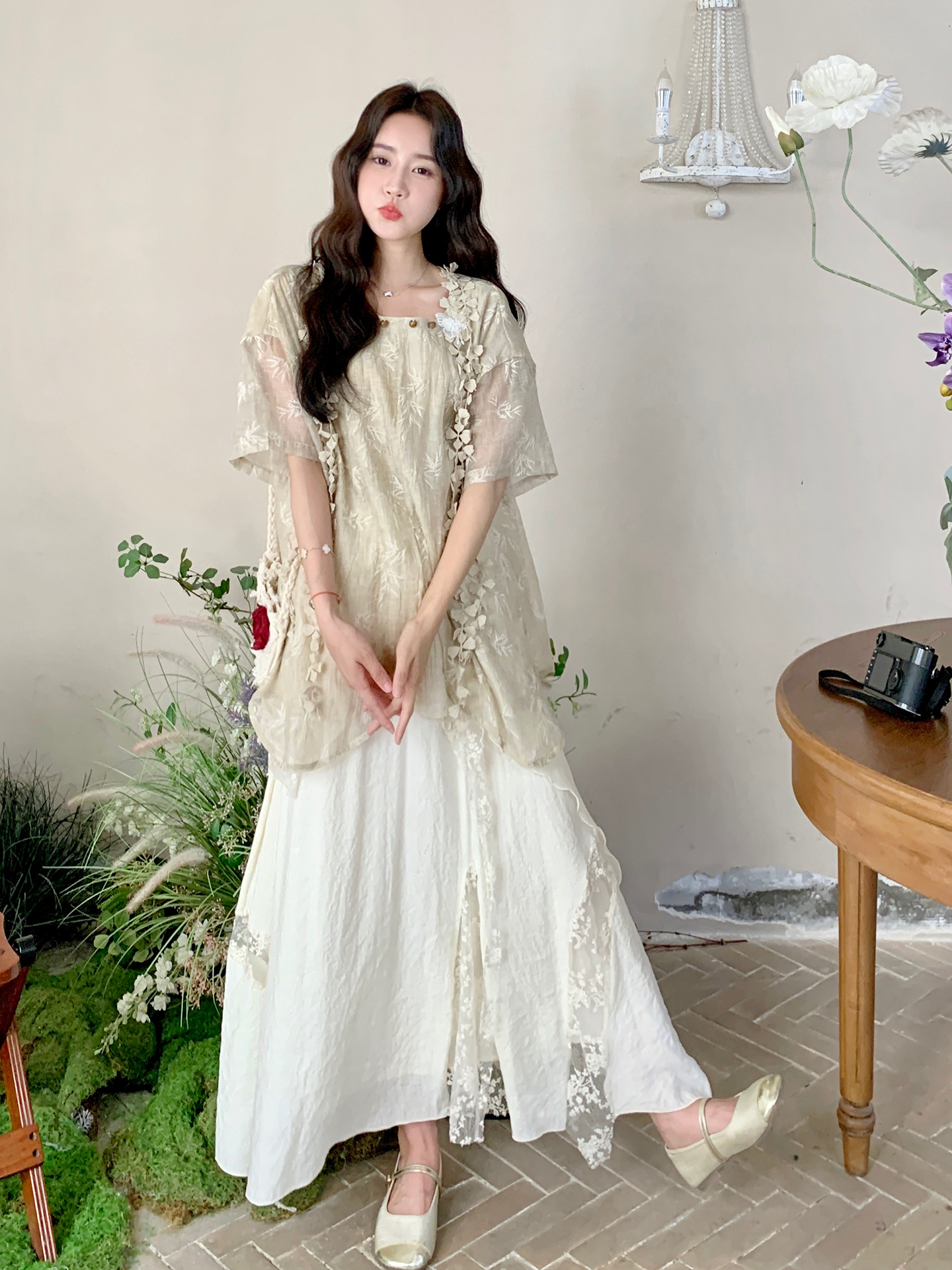 High-End Two-Piece Skirt Set for Women - Irregular Jacquard Top & Skirt - 2025 Summer Vacation Style