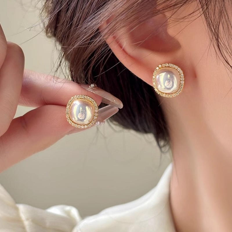 High-End Vintage Colorful Diamond Earrings for Women - Elegant Parisian Style Jewelry