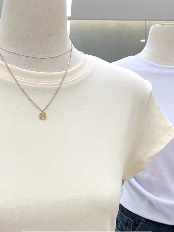 High-End Women's Waist-Cinching Pleated Slim-Fit Basic White Short Sleeve T-Shirt - Chic and Versatile for Y2K Fashion High-End Women's Waist-Cinching Pleated Slim-Fit Basic White Short Sleeve T-Shirt - Chic and Versatile for Y2K Fashion