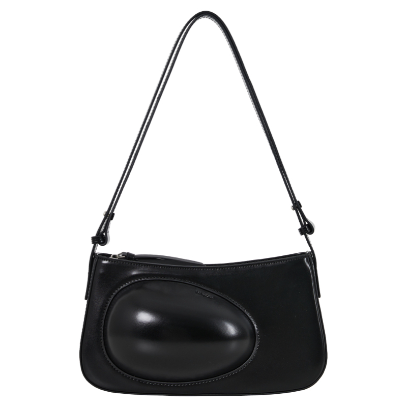 High-Gloss Cowhide Minimalist Hobo Eggie Eggshell Bag - Chic Underarm Style for Effortless Fashion