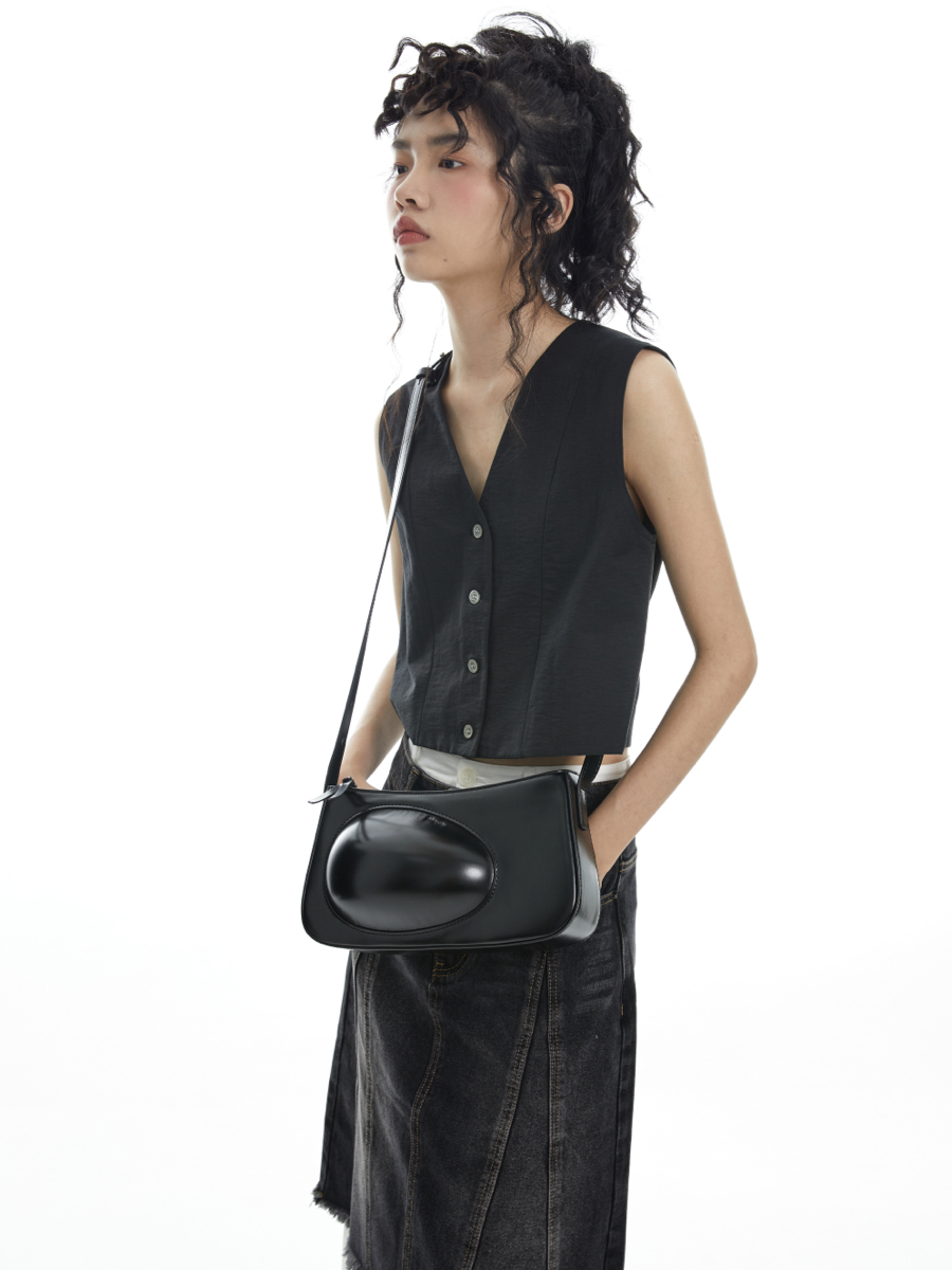 High-Gloss Cowhide Minimalist Hobo Eggie Eggshell Bag - Chic Underarm Style for Effortless Fashion High-Gloss Cowhide Minimalist Hobo Eggie Eggshell Bag - Chic Underarm Style for Effortless Fashion