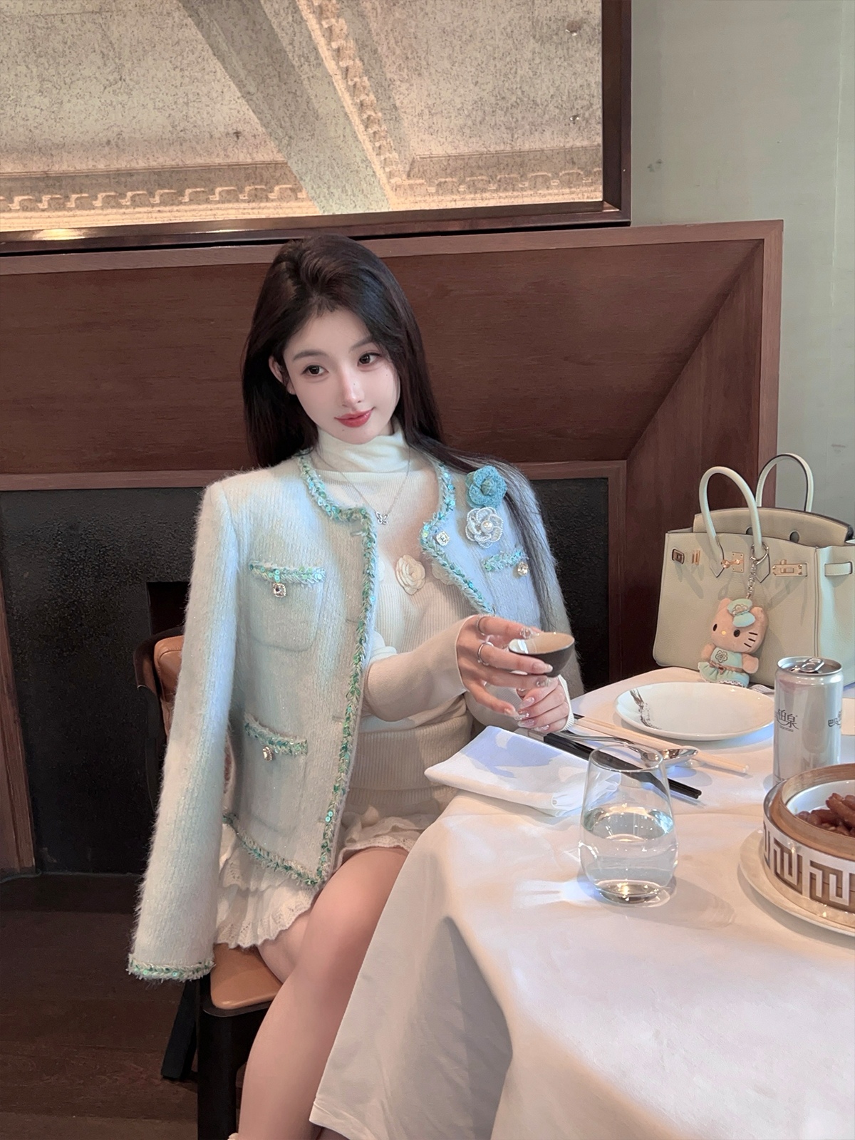 High Neck White Wool Knitted Sweater for Women - Slim Fit Spring Base Layer Top High Neck White Wool Knitted Sweater for Women - Slim Fit Spring Base Layer Top