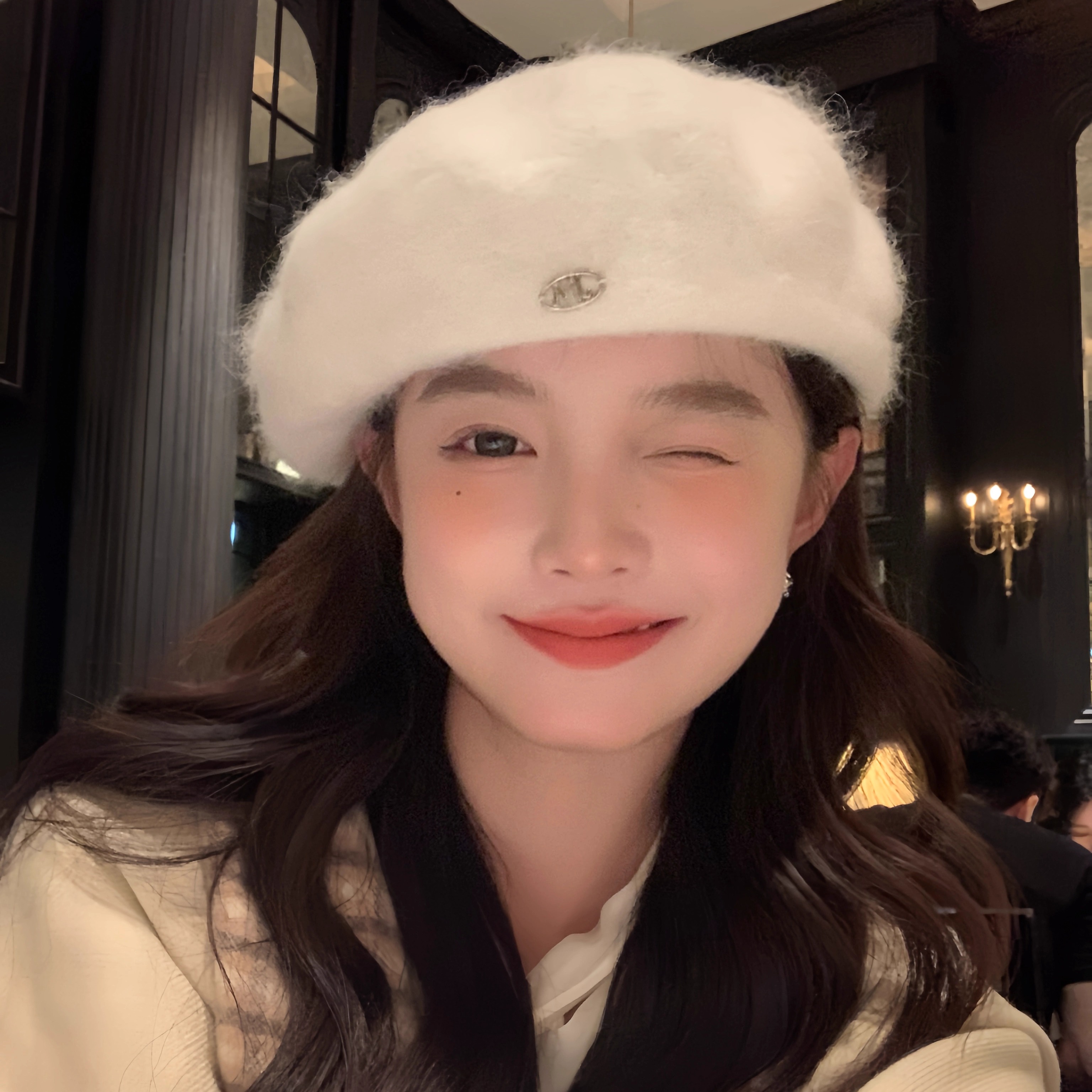 High-Quality Angora Rabbit Fur Beret Hat for Women - 2025 Painter Style, Face-Slimming Design, Trendy Fashion Accessory