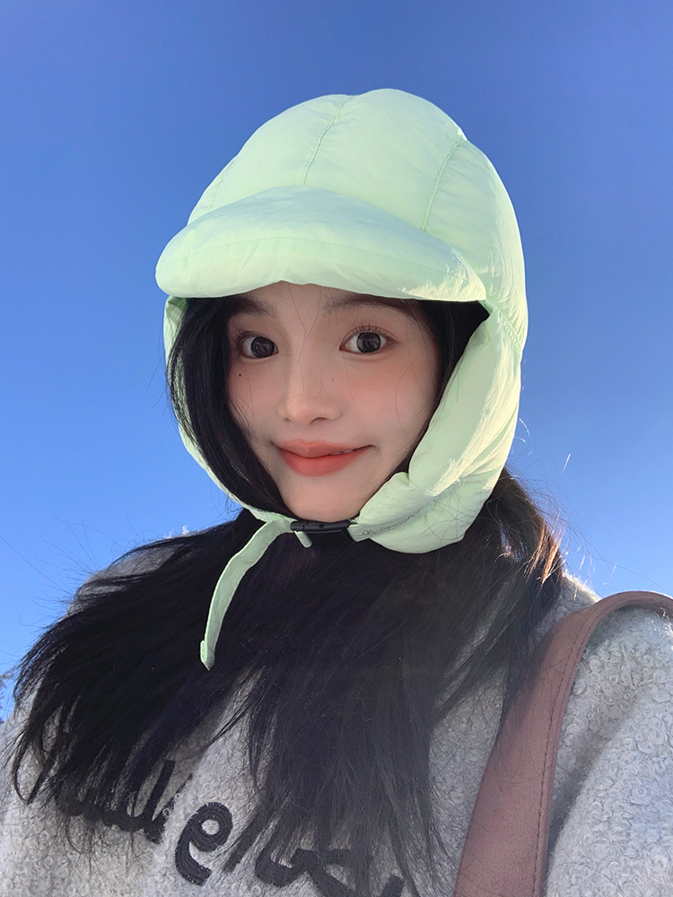 High-Quality Women's Down Russian Hat - Lightweight Warm Winter Ear Protection, 'My Head is Not Round' Design