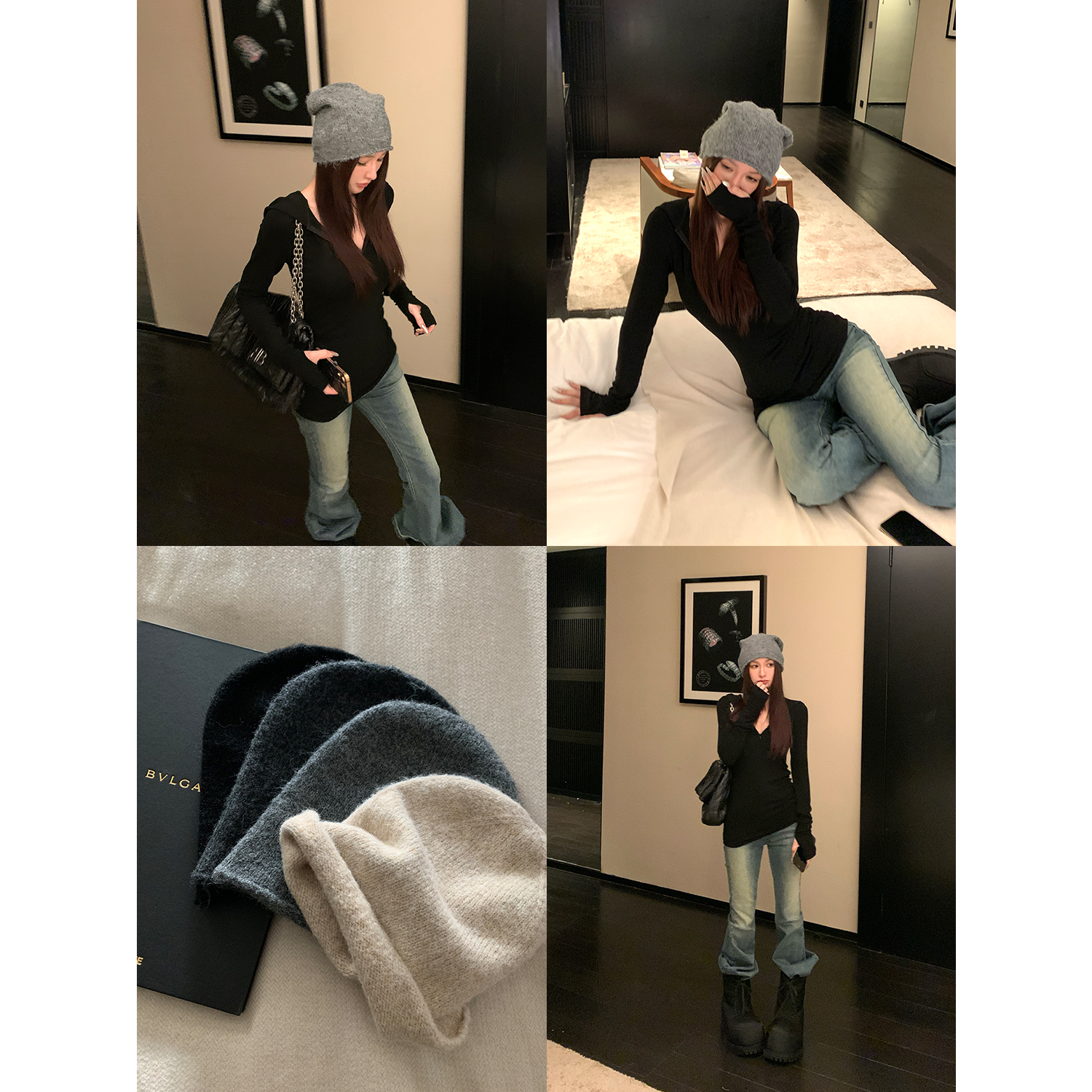 High-Quality Wool Alpaca Knitted Hat for Spring & Winter - Warm Cold Weather Accessory with Slightly Curled Edge High-Quality Wool Alpaca Knitted Hat for Spring & Winter - Warm Cold Weather Accessory with Slightly Curled Edge