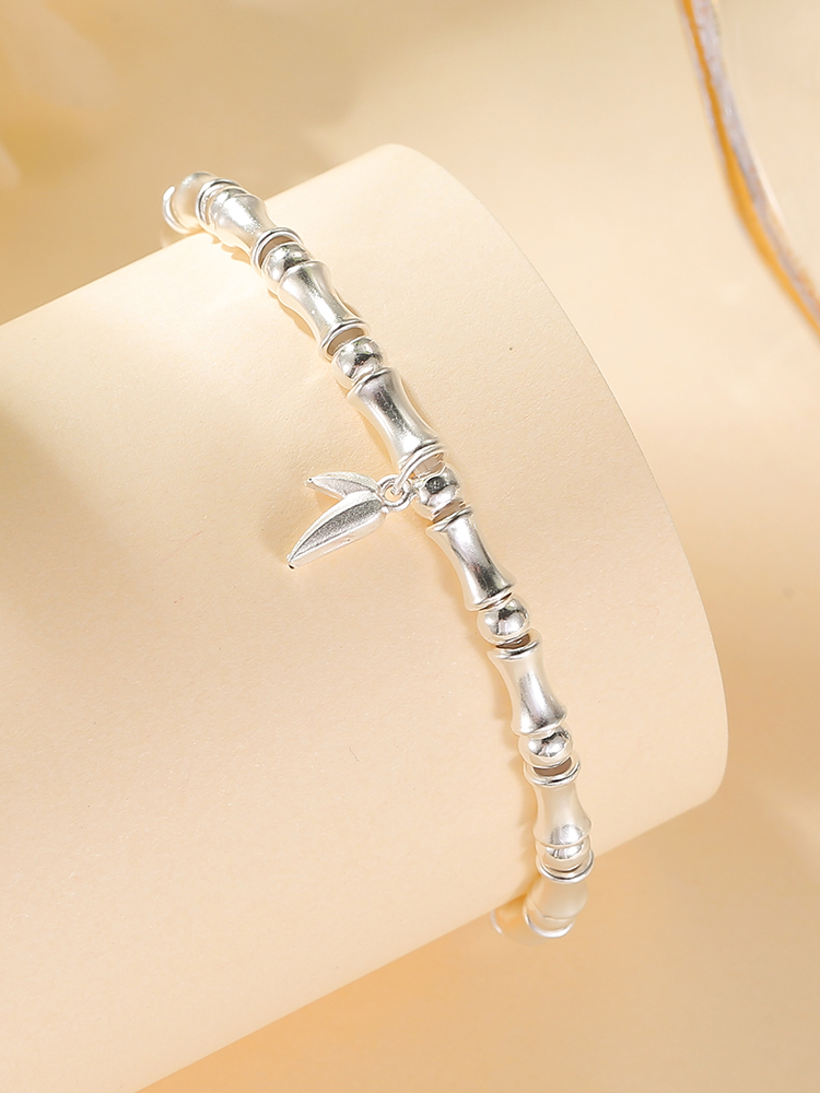 High-Rise Bamboo Joint Bracelet for Women - Classy Pure Silver Design, Light Luxury Style, Chic Fashion Accessory High-Rise Bamboo Joint Bracelet for Women - Classy Pure Silver Design, Light Luxury Style, Chic Fashion Accessory