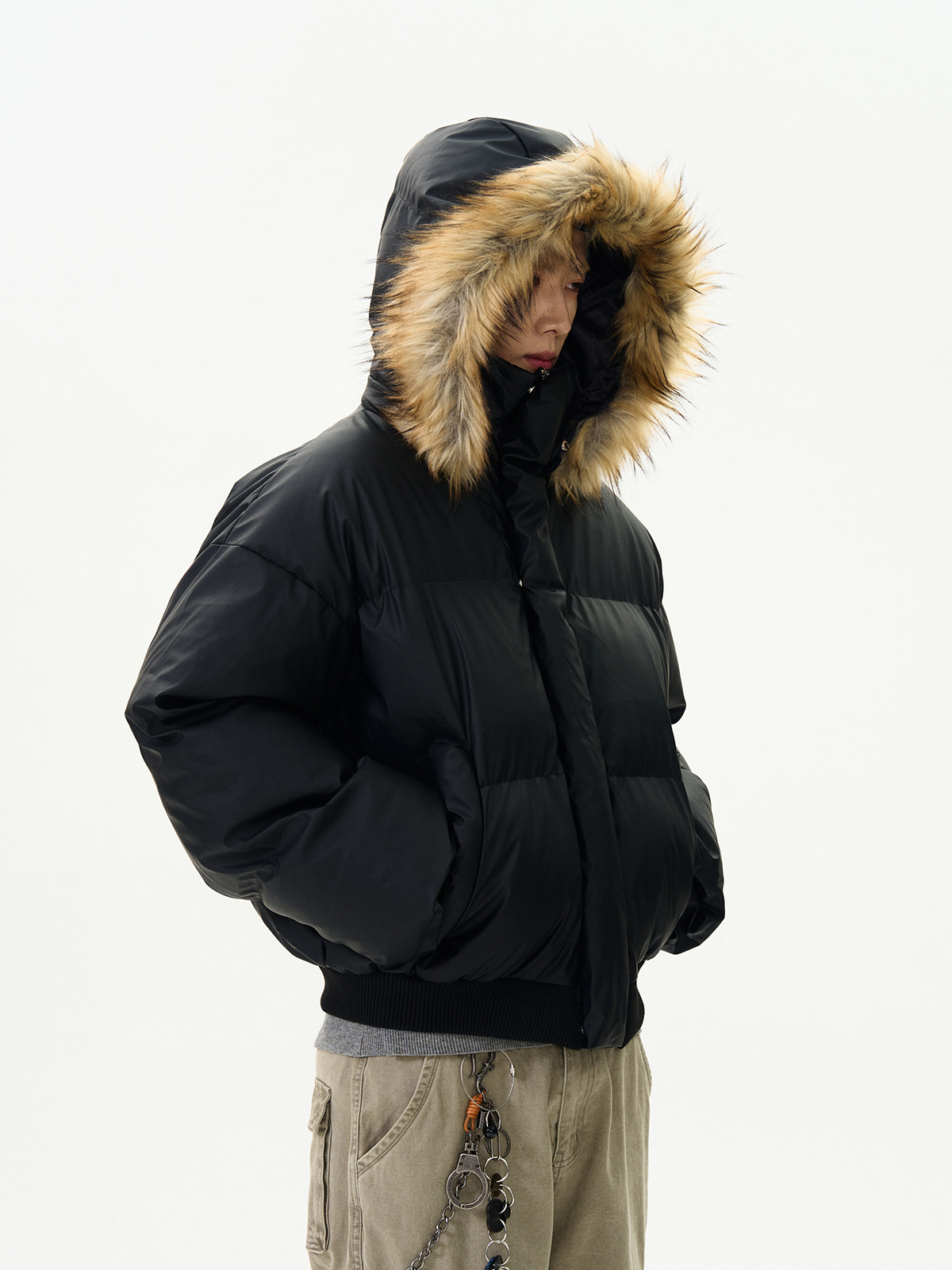 High Street American-Style Cotton Parka Jacket with Detachable Fur Collar - Winter Essential Clean Fit Coat