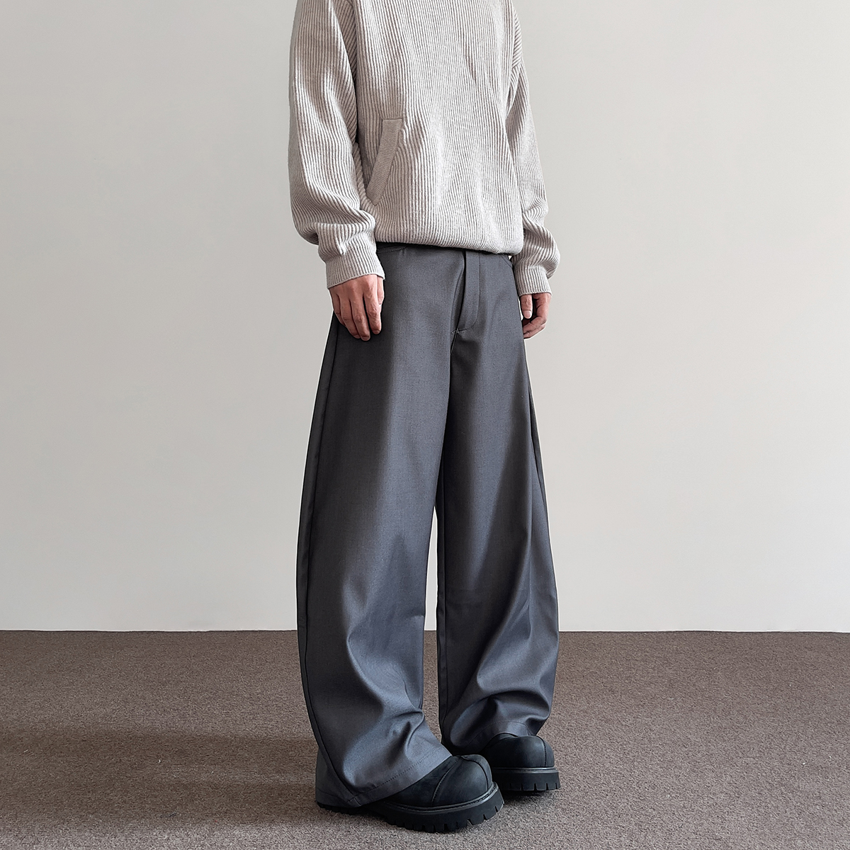 High Street American-Style Wide-Leg Casual Trousers for Men and Women - Slimming Curved Blade Straight Pants