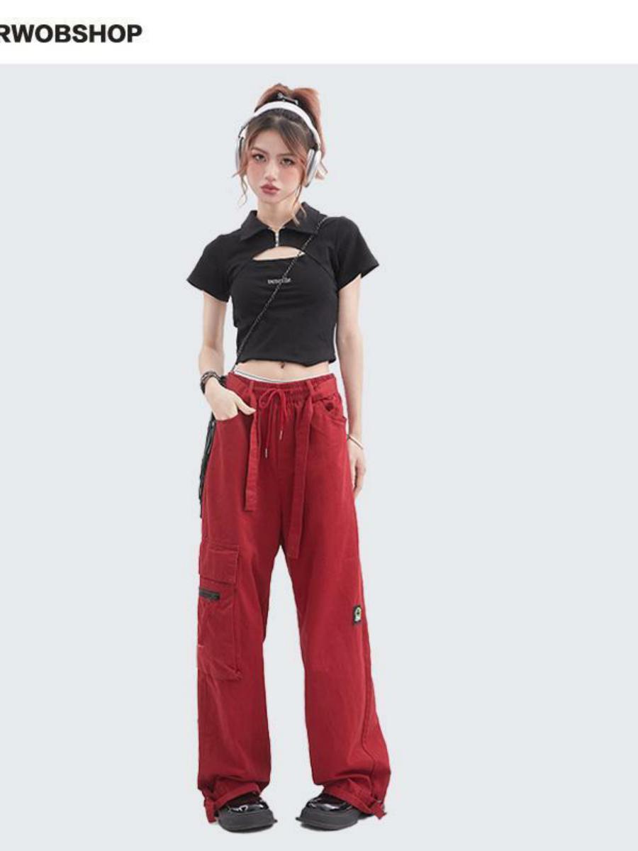 High Street Trendy Polo Collar Hollow Out Short Sleeve Crop Top - Unique Summer T-Shirt for Chic Y2K Style Fashion High Street Trendy Polo Collar Hollow Out Short Sleeve Crop Top - Unique Summer T-Shirt for Chic Y2K Style Fashion