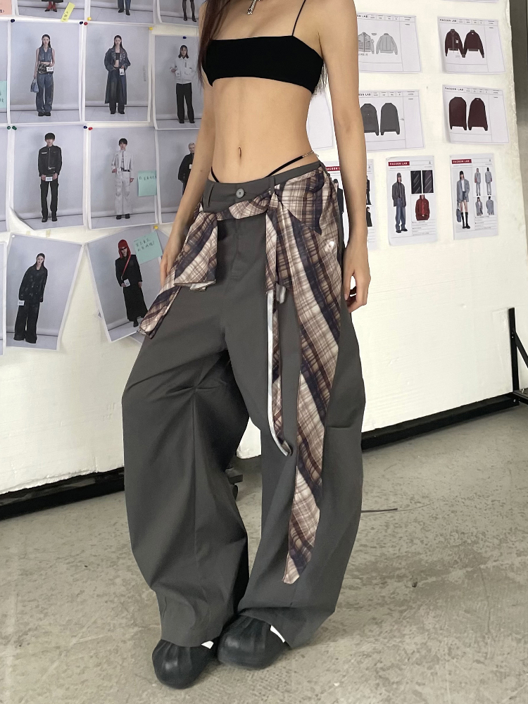 High Street Vintage Wide-Leg Pants for Women - Casual Loose Fit Hip-Hop Trousers - Trendy Summer Style