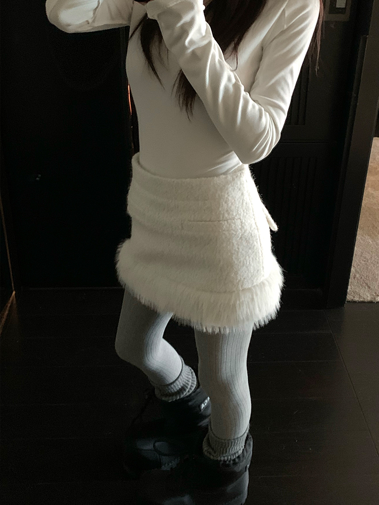 High Waist A-Line Spliced Woolen Skirt for Women - Cheese Milk Puff Design, Small Fragrance, Perfect for Spring and Winter Fashion High Waist A-Line Spliced Woolen Skirt for Women - Cheese Milk Puff Design, Small Fragrance, Perfect for Spring and Winter Fashion