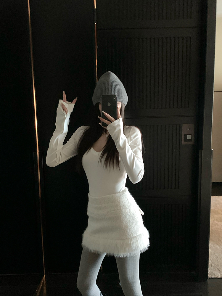 High Waist A-Line Spliced Woolen Skirt for Women - Cheese Milk Puff Design, Small Fragrance, Perfect for Spring and Winter Fashion High Waist A-Line Spliced Woolen Skirt for Women - Cheese Milk Puff Design, Small Fragrance, Perfect for Spring and Winter Fashion