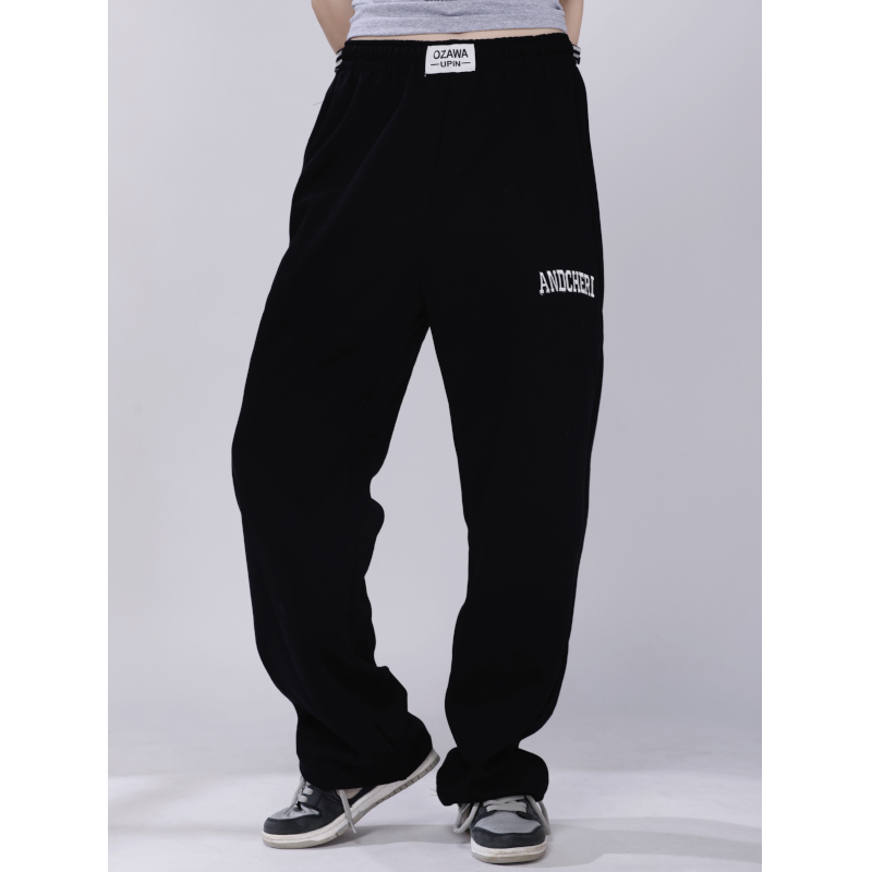 High Waist Black Sports Pants for Women - Versatile Solid Color Straight Leg Casual Trousers for Autumn Winter Dance and Everyday Wear High Waist Black Sports Pants for Women - Versatile Solid Color Straight Leg Casual Trousers for Autumn Winter Dance and Everyday Wear