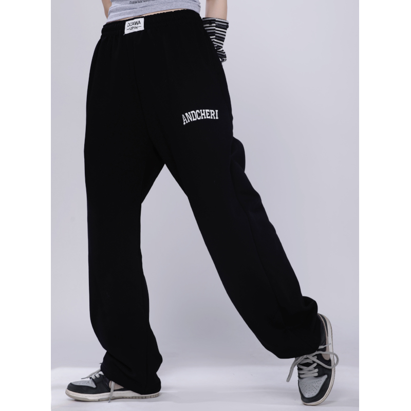 High Waist Black Sports Pants for Women - Versatile Solid Color Straight Leg Casual Trousers for Autumn Winter Dance and Everyday Wear High Waist Black Sports Pants for Women - Versatile Solid Color Straight Leg Casual Trousers for Autumn Winter Dance and Everyday Wear