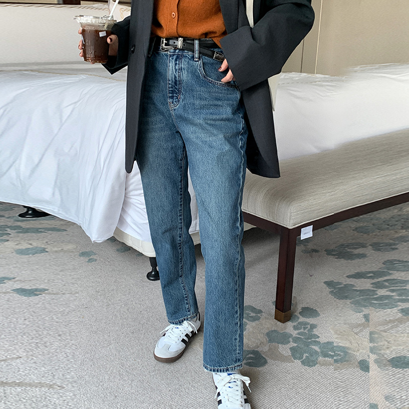 High Waist Slim Fit Tapered Straight Leg Jeans for Women - Versatile 9/10 Length - Trendy Spring Autumn Fashion 2025