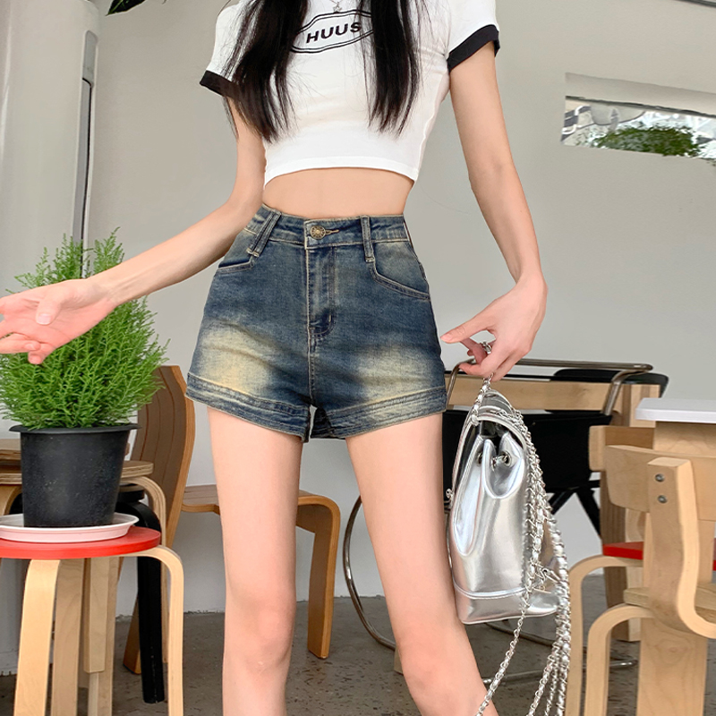High-Waisted A-Line Denim Shorts for Women, American Retro Summer Bodycon Hot Pants for Pear-Shaped Figures, 2025 Trend