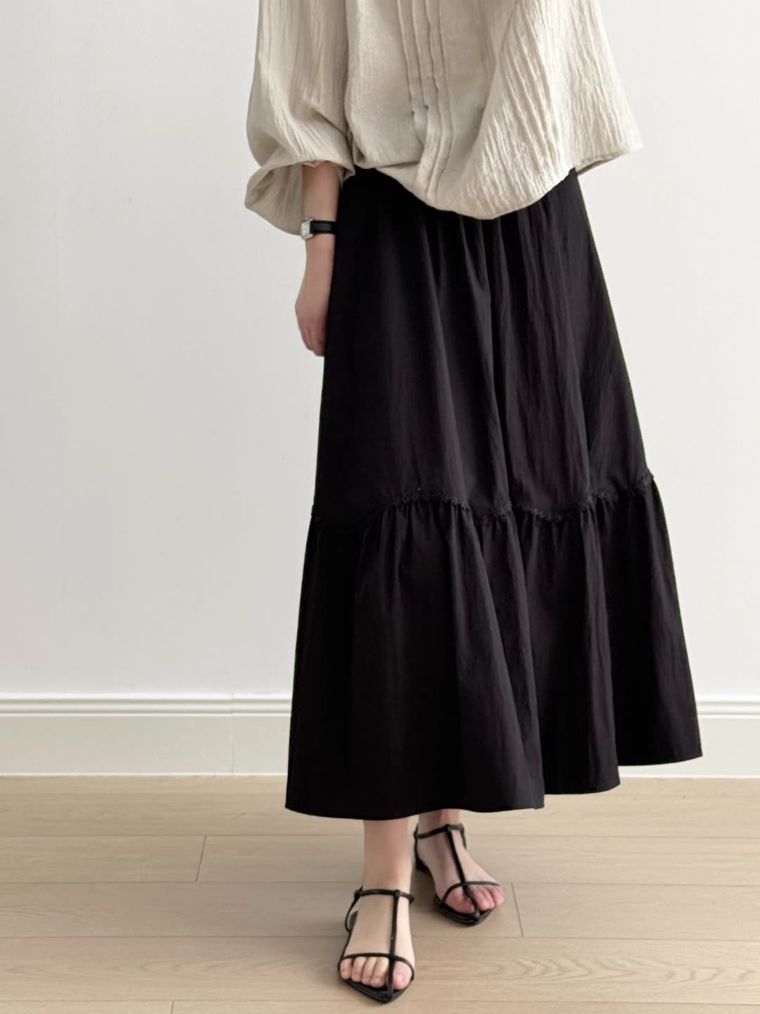 High-Waisted A-Line Long Skirt with French Lace Splicing, Loose Fit Japanese-Style Umbrella Skirt for Summer 2025