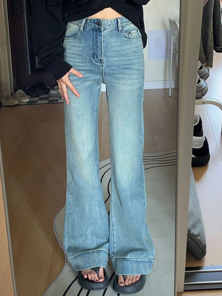 High-Waisted American Retro Flared Jeans for Women, Summer Slim Straight Bell-Bottom Wide-Leg Pants, 90s Y2K Style High-Waisted American Retro Flared Jeans for Women, Summer Slim Straight Bell-Bottom Wide-Leg Pants, 90s Y2K Style