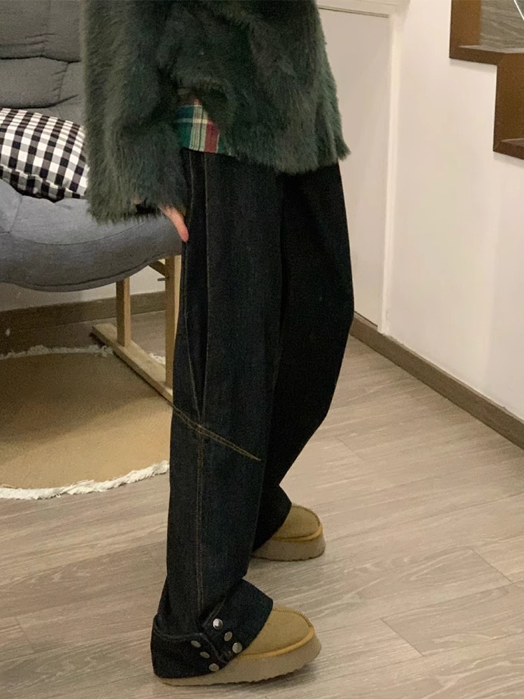 High-Waisted American-Style Heavy-Duty Flared Wide-Leg Jeans for Women - Summer Slimming Loose-Fit Pants High-Waisted American-Style Heavy-Duty Flared Wide-Leg Jeans for Women - Summer Slimming Loose-Fit Pants