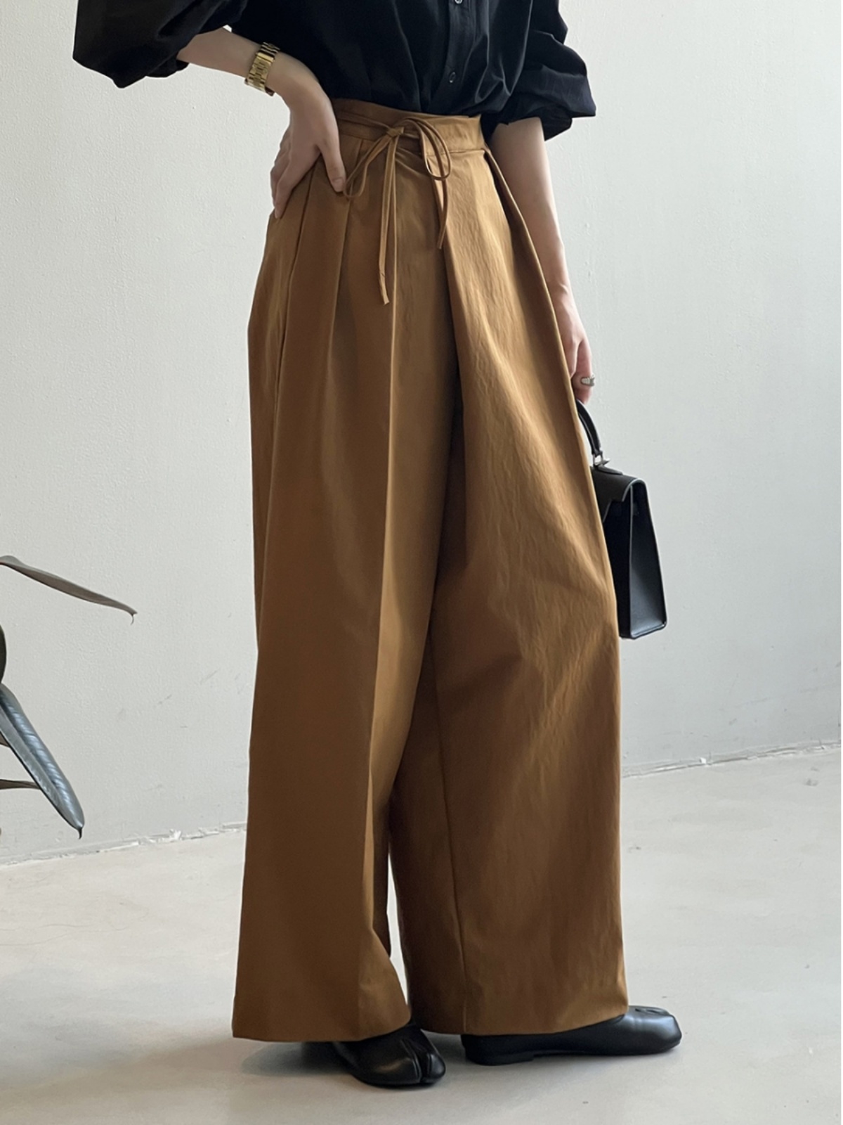 High-Waisted Asymmetrical Tie Wide-Leg Pants for Women, Casual Loose Straight Trousers, Spring 2025 Fashion High-Waisted Asymmetrical Tie Wide-Leg Pants for Women, Casual Loose Straight Trousers, Spring 2025 Fashion