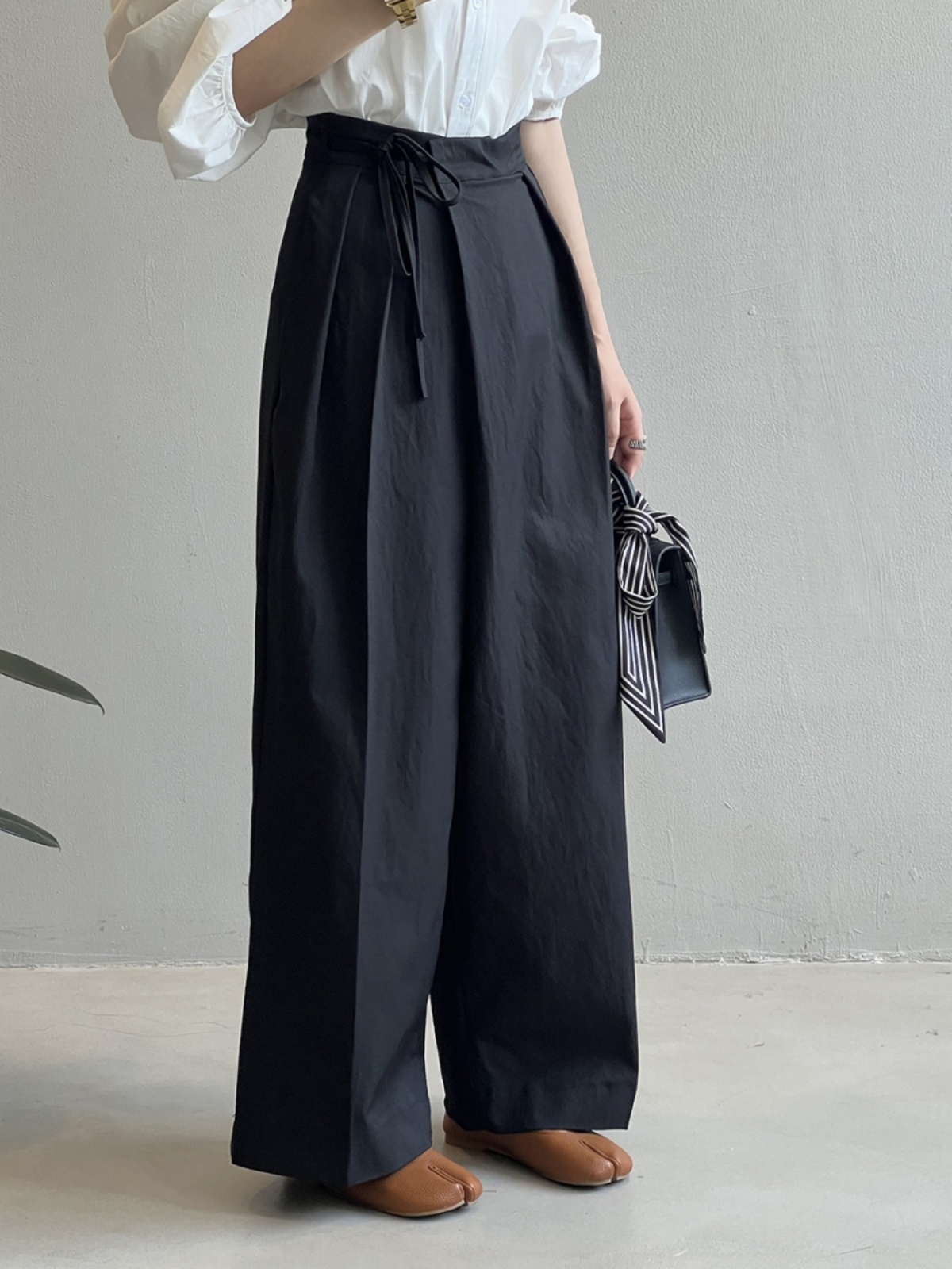 High-Waisted Asymmetrical Tie Wide-Leg Pants for Women, Casual Loose Straight Trousers, Spring 2025 Fashion High-Waisted Asymmetrical Tie Wide-Leg Pants for Women, Casual Loose Straight Trousers, Spring 2025 Fashion