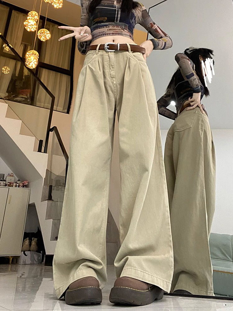 High-Waisted Black Pleated Wide-Leg Jeans for Women - Summer Slimming Loose-Fitting Versatile Straight-Leg Pants High-Waisted Black Pleated Wide-Leg Jeans for Women - Summer Slimming Loose-Fitting Versatile Straight-Leg Pants