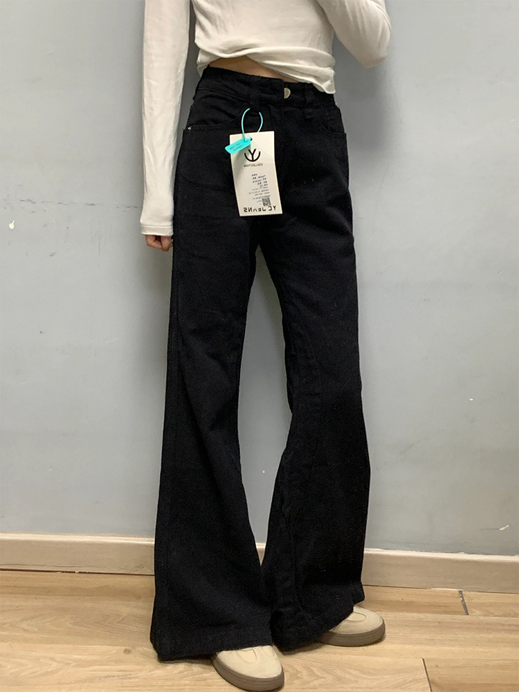 High-Waisted Black Wide-Leg Flared Jeans for Women - 2025 Summer Loose Fit Bell-Bottom Pants High-Waisted Black Wide-Leg Flared Jeans for Women - 2025 Summer Loose Fit Bell-Bottom Pants