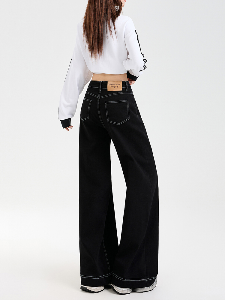 High-Waisted Black Wide-Leg Jeans for Women - Fleece-Lined, Loose Fit, Petite, Stretchy, 2025 Autumn Winter Fashion High-Waisted Black Wide-Leg Jeans for Women - Fleece-Lined, Loose Fit, Petite, Stretchy, 2025 Autumn Winter Fashion