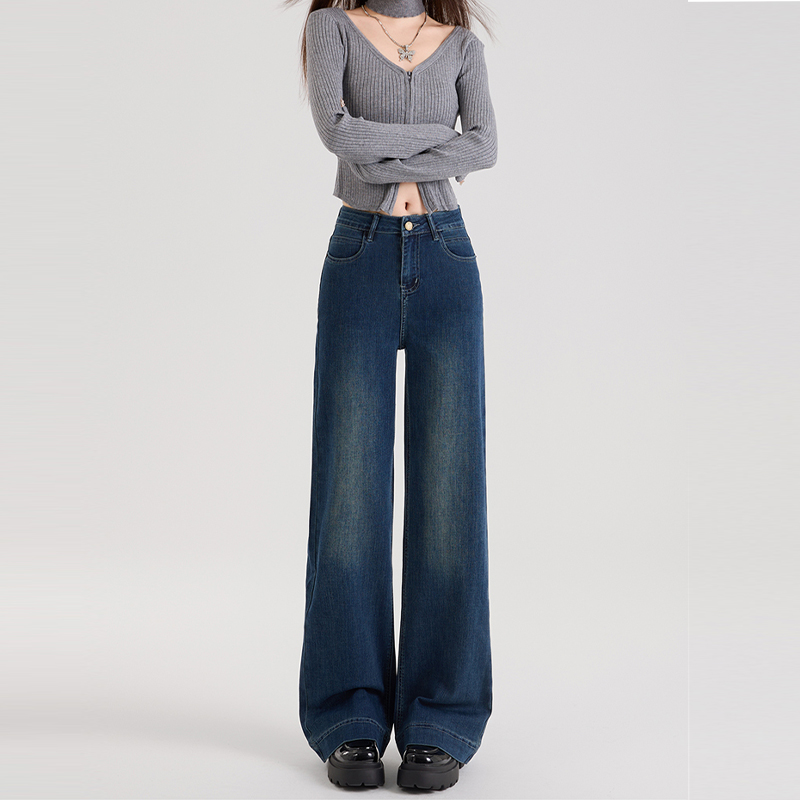 High-Waisted Black Wide-Leg Jeans for Women - Fleece-Lined, Loose Fit, Petite, Stretchy, 2025 Autumn Winter Fashion High-Waisted Black Wide-Leg Jeans for Women - Fleece-Lined, Loose Fit, Petite, Stretchy, 2025 Autumn Winter Fashion