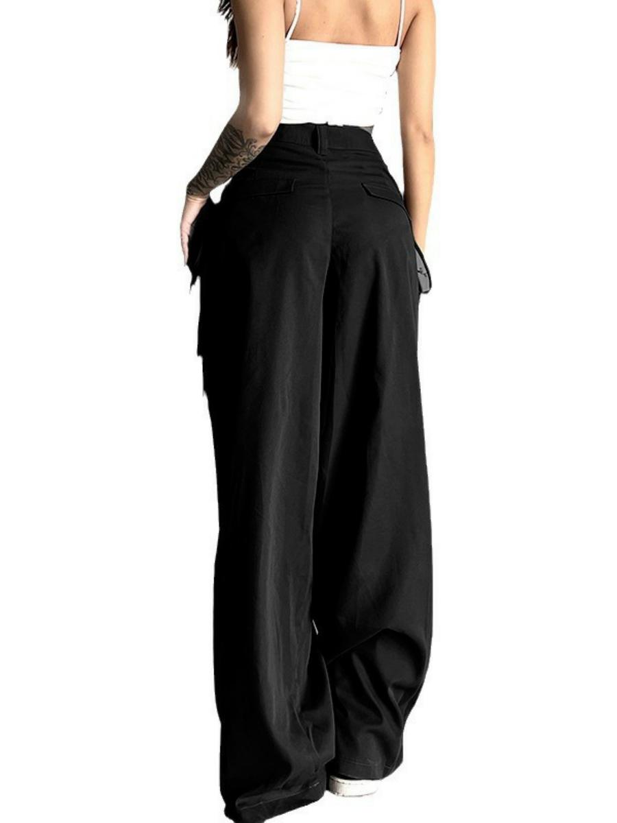 High-Waisted Draped Wide-Leg Pants for Tall Individuals - Minimalist Floor-Length Suit Pants with Pleats, Loose Casual Fit High-Waisted Draped Wide-Leg Pants for Tall Individuals - Minimalist Floor-Length Suit Pants with Pleats, Loose Casual Fit
