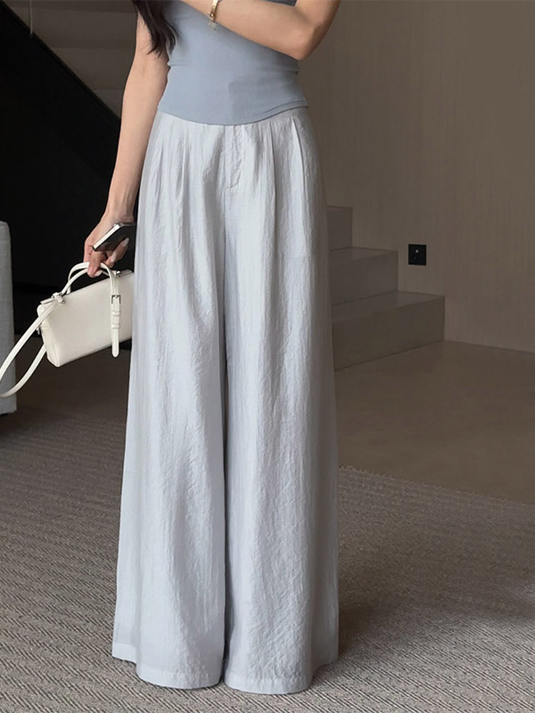 High-Waisted Draped Wide-Leg Pants for Women - Versatile Loose-Fit Summer 2025 Casual Trousers, Slimming Floor-Length Style High-Waisted Draped Wide-Leg Pants for Women - Versatile Loose-Fit Summer 2025 Casual Trousers, Slimming Floor-Length Style