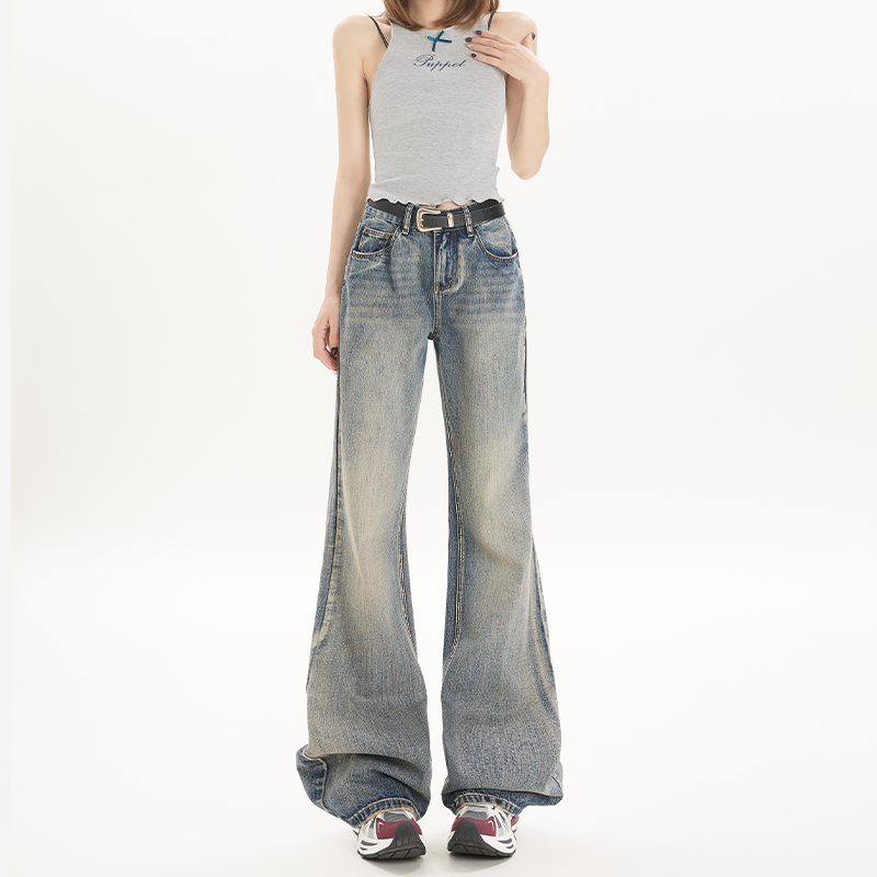 High-Waisted Flared Jeans for Women - American Retro Bell-Bottoms, Slim-Fit Wide-Leg Style for Spring/Summer 2025 High-Waisted Flared Jeans for Women - American Retro Bell-Bottoms, Slim-Fit Wide-Leg Style for Spring/Summer 2025